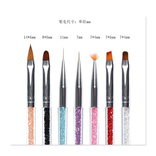 HKM-343763 Crystal Nail Art Tools Set – 7 Diamond Tip Pens in Various Sizes for Precision Design
