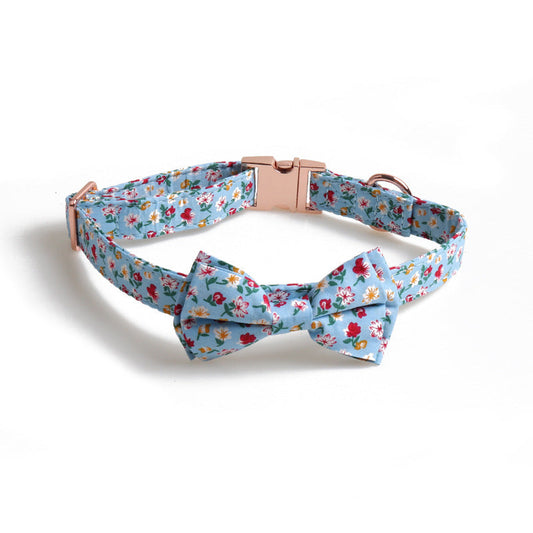 HKM-405075 Metal Bow Pet Collar in Multiple Colors ¨C Adjustable Fabric Collar for Small to Large Pets (1.5 x 24.5-35 cm)