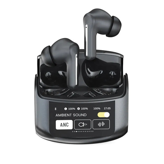 KTX-011155 Transparent ANC Wireless Earbuds with Microphone and LED Battery Indicator for Mobile Gaming