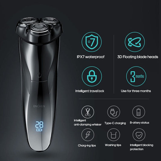 HKM-790739 Rechargeable Electric Shaver with USB Charging and 150 Minutes of Runtime