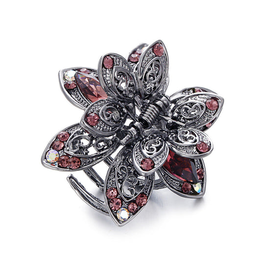HKM-043347 Stylish Alloy Flower Hair Clips in Purple, Blue, and Gray for Women