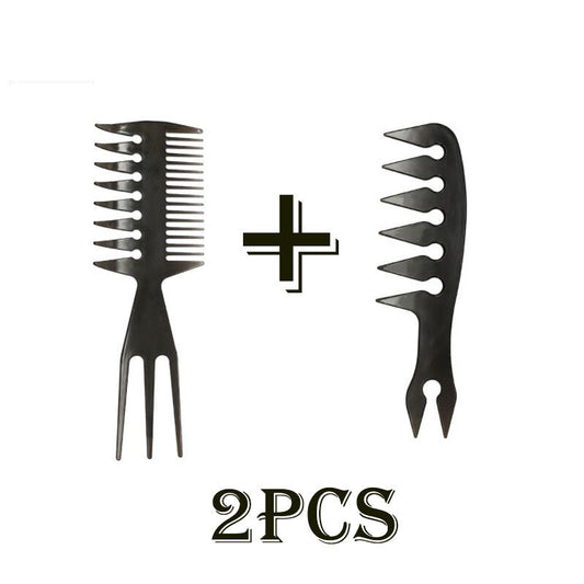 HKM-820051 Double-Sided Retro Oil Hair Comb in Blue, Black, Gold - Versatile Styling Tool