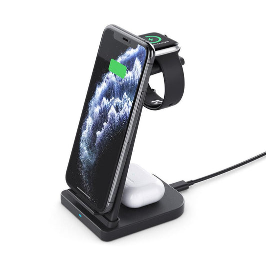 KTX-464787 3-in-1 Foldable Wireless Charger for Mobile Phones, Headphones, and Smartwatches