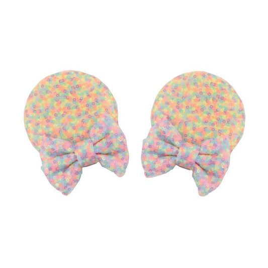 HKM-243411 Sequin Bow Hairpin for Kids - Unisex Side Clip Headwear in Assorted Colors