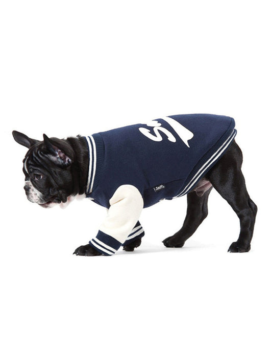 HKM-997715 Printed Baseball Uniform Pet Sweater for Dogs and Cats - Dark Blue, Multiple Sizes Available