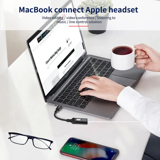 KTX-017811 Type C to Lightning Headphone Jack Adapter for iPhone 15, 15 Pro, MacBook, iPad