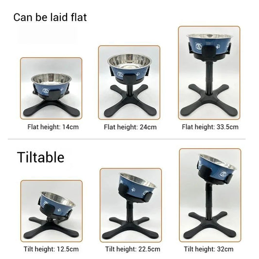 HKM-420179 Adjustable Elevated Dog Food and Water Bowl Stand with Anti-Slip Design for Medium and Large Pets