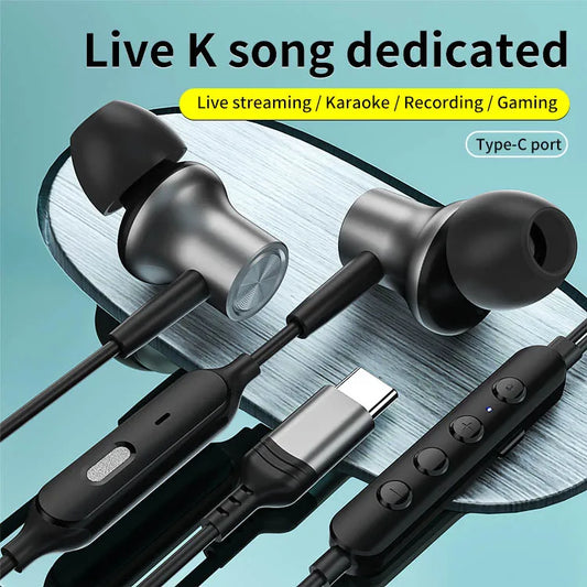 KTX-000851 Wired In-Ear Microphone Earphones for Live Broadcast, K-Song, Singing, and Gaming