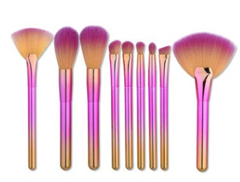 HKM-230547 9-Piece Make-Up Brush Set with Cylinder Case for Eye and Face Applications