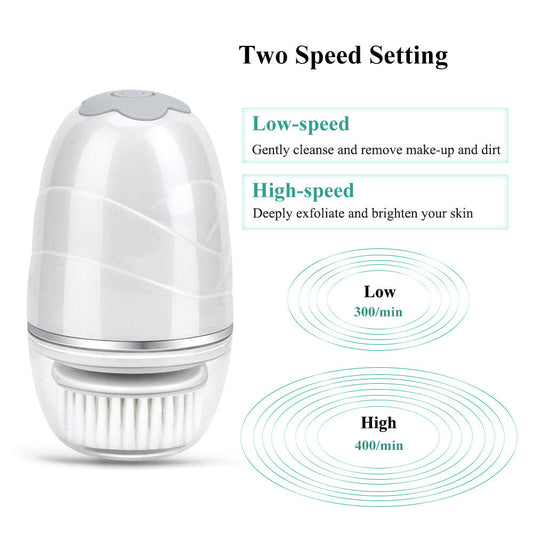 HKM-638611 Portable Waterproof Rotary Face Washing Electric Cleaning Brush with Bamboo Charcoal Brush Head and Dual-Frequency Settings