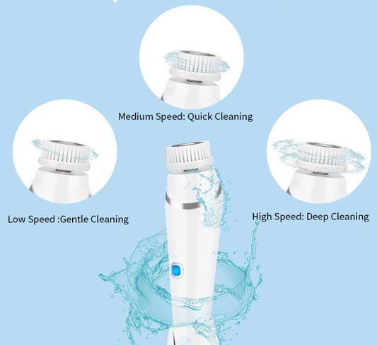 HKM-323923 Ultrasonic Electric Face Washing Brush with Pore Cleaner and Massage Functions - White, Green, Pink