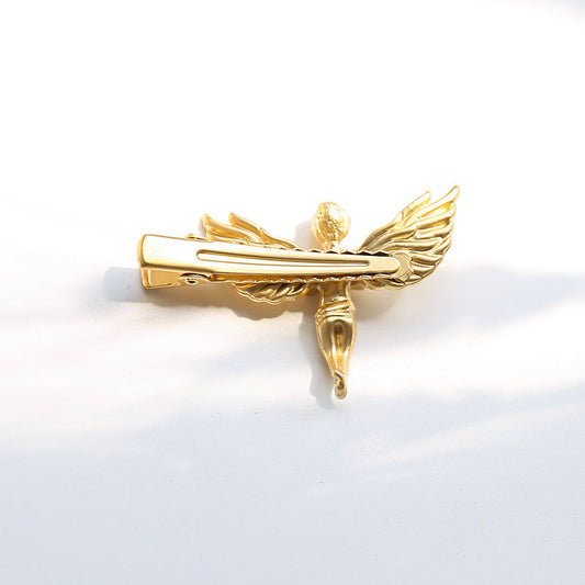 HKM-836691 Metal Angel Hairpin for Women – Gold and Silver Duckbill Clip for Bangs
