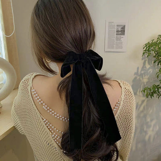 HKM-626579 Double-Sided Velvet Bow Hair Rope for Women - Vintage Geometric Style Accessory