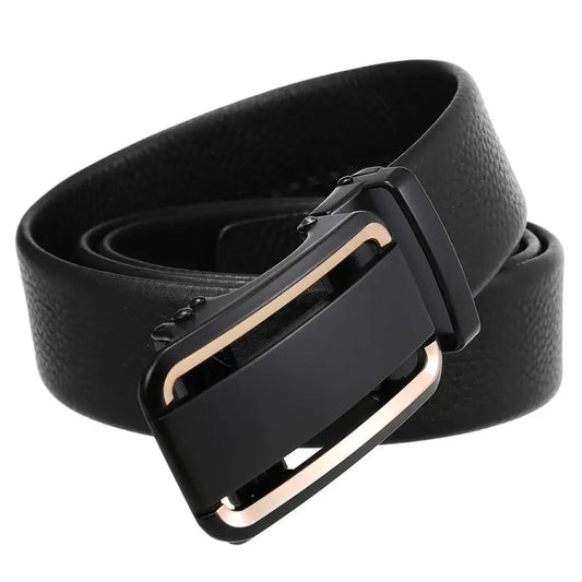 HKM-636755 Men’s Automatic Buckle Leather Belt with Strong Durability and Adjustable Fit