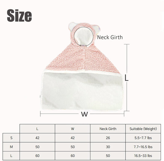 HKM-465043 Polar Fleece Cape Blanket with Hood for Dogs and Cats, Cozy Winter Pet Costume