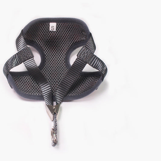 HKM-322899 Small Dog Leash with Chest Strap - Available in Red, Black, and Dark Blue Lattice, Sizes S to L