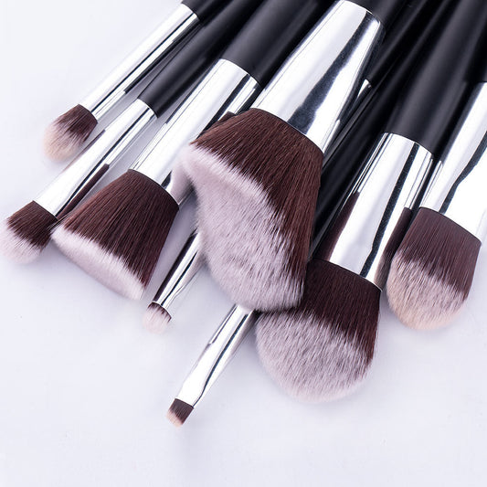 HKM-839635 10-Piece Wavy Makeup Brush Set for Loose Powder, Blush, and Eye Shadow in PU Case