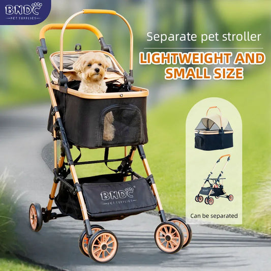 JMT-814794 Lightweight Gold Colour Foldable Pet Stroller for Easy Travel and Outdoor Use