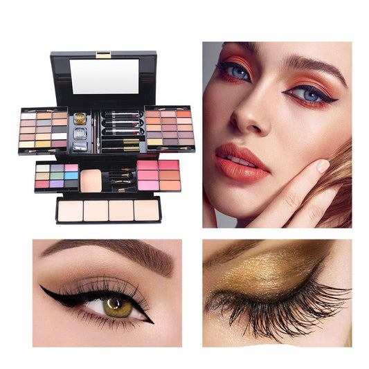 HKM-746771 Matte Eyeshadow Cosmetic Case with Multi-Function Makeup Tray for Diverse Skin Tones