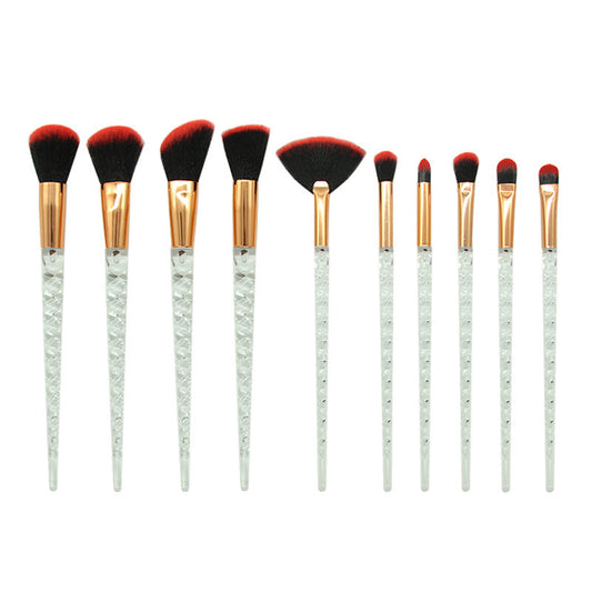 HKM-806867 Colorful 10-Piece Spiral Makeup Brush Set with Man-Made Fiber and Plastic Handles