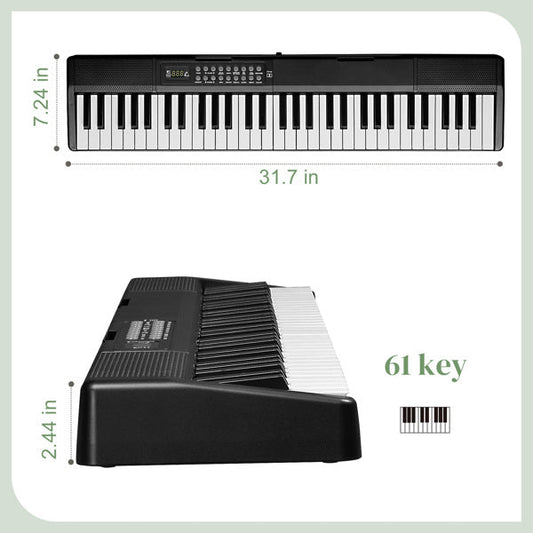 KTX-386515 61-Key Portable Folding Electronic Keyboard in Black