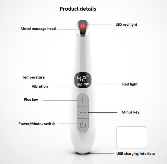 HKM-192851 Aluminum Alloy Eye Massager with Adjustable Temperature and Vibration Therapy