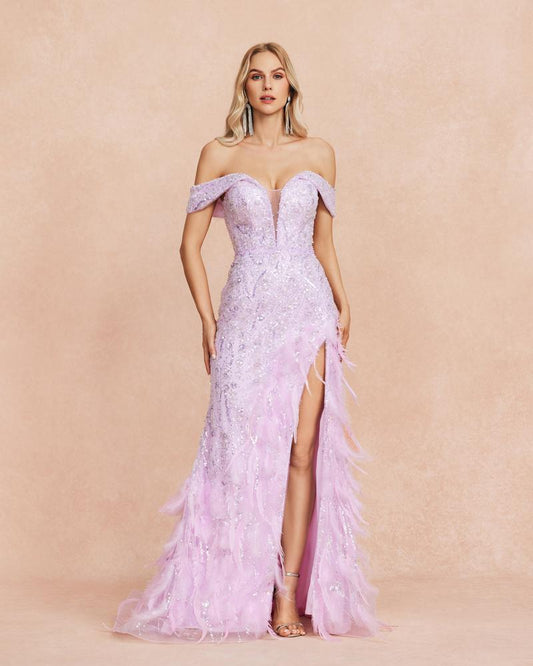 HKM-087443 Elegant Purple Evening Gown for Women, Style EZ25086