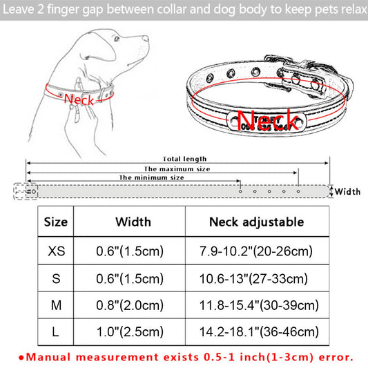 HKM-293587 Personalized PU Leather Dog Collar with Zinc Alloy Accents - Adjustable Sizes XS to L