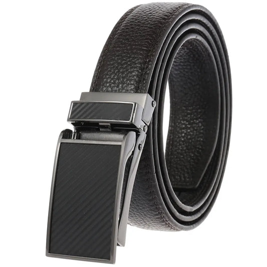 HKM-659475 Automatic Ratchet Buckle Leather Belt for Men - Model LY33-0863-5