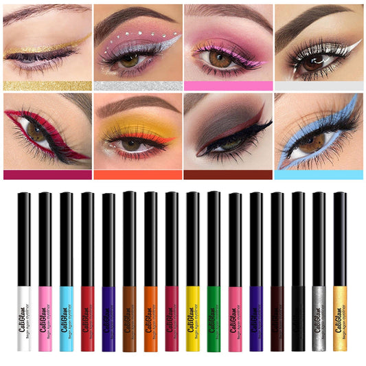 HKM-453011 Waterproof Long-Lasting Liquid Eyeliner Set - 16 Colors, Fine Tip, Non-Smudge