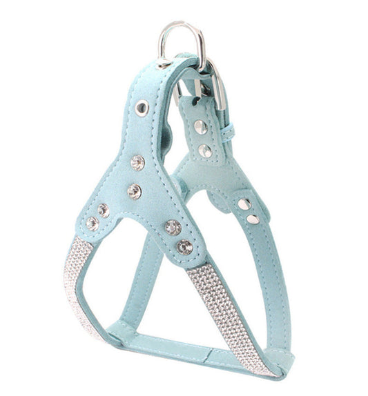 HKM-288979 Microfiber Soft Suede Leather Pet Chest Harness in Multiple Colors and Sizes