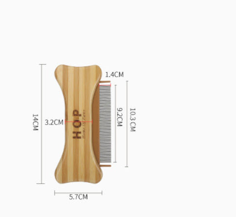 HKM-168147 Double-Sided Bamboo Dog Comb for Effective Flea Removal