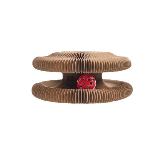 HKM-184403 Accordion Cat Toy - Multi-Shape Scratching Board with Bell Ball for Active Play and Exercise
