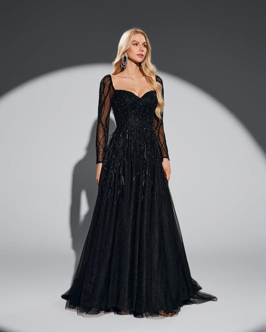 HKM-463699 Elegant Black Women's Evening Dress EZ25058 for Special Occasions
