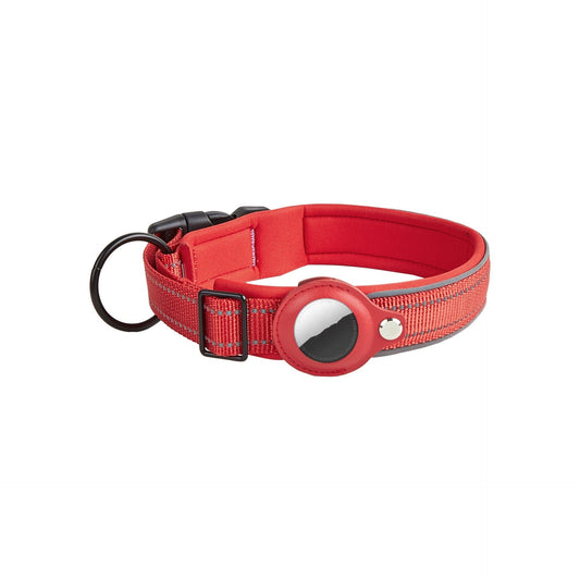 HKM-557395 Leather Pet Collar with Airtag Holder - Available in Multiple Colors