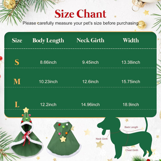 HKM-592659 Cozy Cat Christmas Cape with Velvet Stars Hat for Small, Medium, and Large Pets