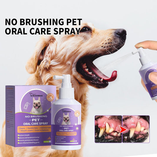 HKM-941075 Pet Oral Care Spray for Cats and Dogs - Fresh Breath and Gum Health with Tea, Licorice, and Mint Extracts