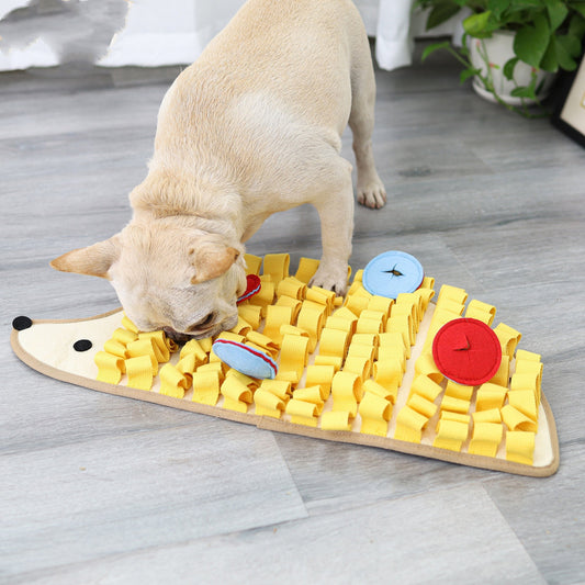 HKM-485395 Slow Food Puzzle Mat for Dogs - Little Hedgehog Sniff Pad for Training and Decompression, Cotton and Felt Material, 60 x 29 x 5 cm