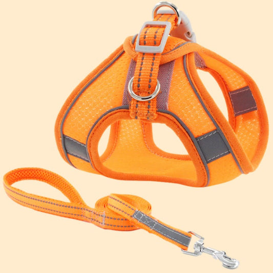 HKM-937427 Adjustable Small Dog Vest Harness with Traction Rope - Multiple Colors and Sizes Available