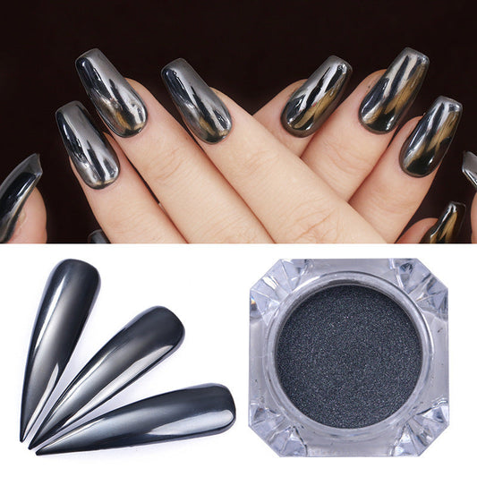 HKM-660243 Black Mirror Glitter Nail Powder - 1g Electroplating Powder for Stunning Nail Art
