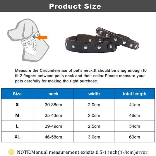 HKM-571219 Genuine Leather Dog Collar with Durable Buckle for Medium to Large Breeds