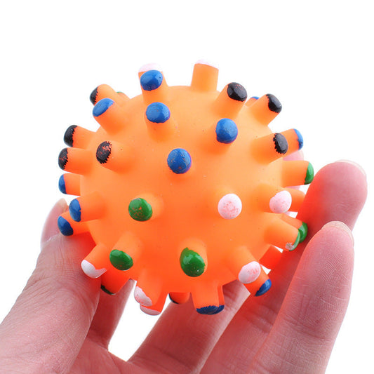 HKM-969363 Brightly Colored Vinyl Sounding Ball Toy for Pets - 7cm, Bite Resistant