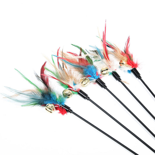 HKM-323219 Colorful Cat Teaser Stick - 65CM Long Plastic Bite Toy for Playful Cats