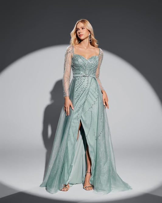 HKM-265939 Green Elegant Women's Evening Gown - Model EZ25016