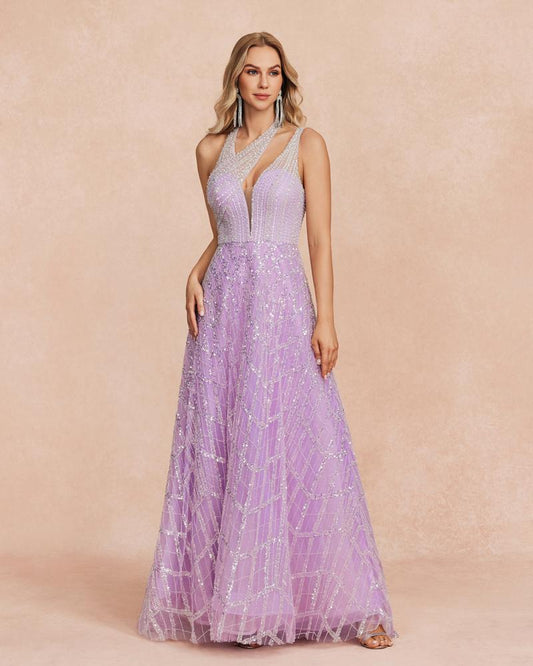 HKM-822995 Elegant Purple Ladies' Dress EZ25007 for Special Occasions