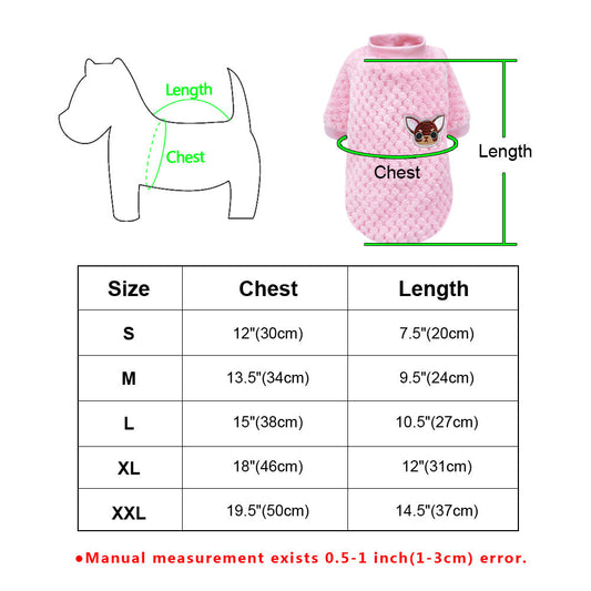 HKM-754835 Cozy Fleece Jacket for Small Dogs - Pink & Blue, Soft Warm Winter Dog Clothing for Chihuahuas, Yorkies, and Pugs Sized S-2XL