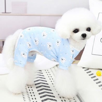 HKM-2361149 Cotton Puppy Dog Pajamas - Four-Legged Casual Spring and Autumn Wear in Yellow, Pink, and Blue