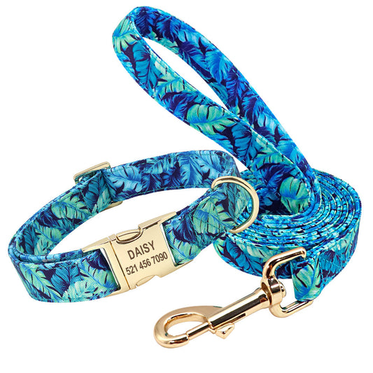 HKM-2368061 Customizable Dog Collar with Golden Alloy Buckle and Cotton Printing - Sizes S, M, L