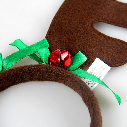 HKM-5371453 Christmas-Themed Short Plush Hat for Pets ¨C Universal Fit for Cats and Dogs