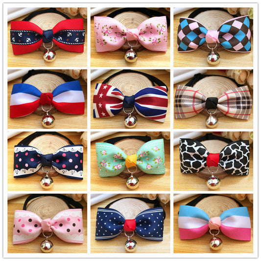 HKM-5731901 Pet Bow Tie Collar for Dogs and Cats - Adjustable Polyester - XS to S Sizes Available